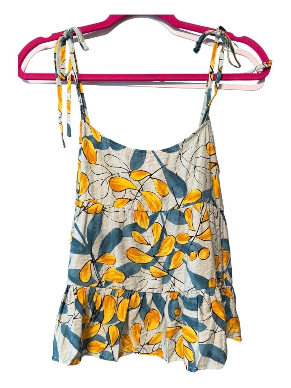 Mine From Anthropologie Floral Tie-Shoulder Tank – Size Large